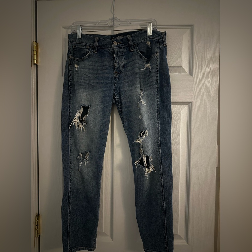 Hollister Ripped Blue Boyfriend Jeans